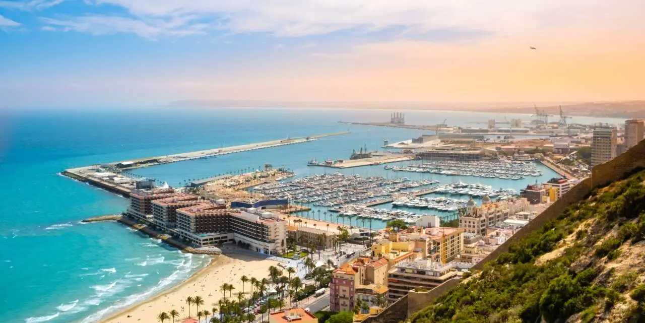 View over Alicante town in Spain from above