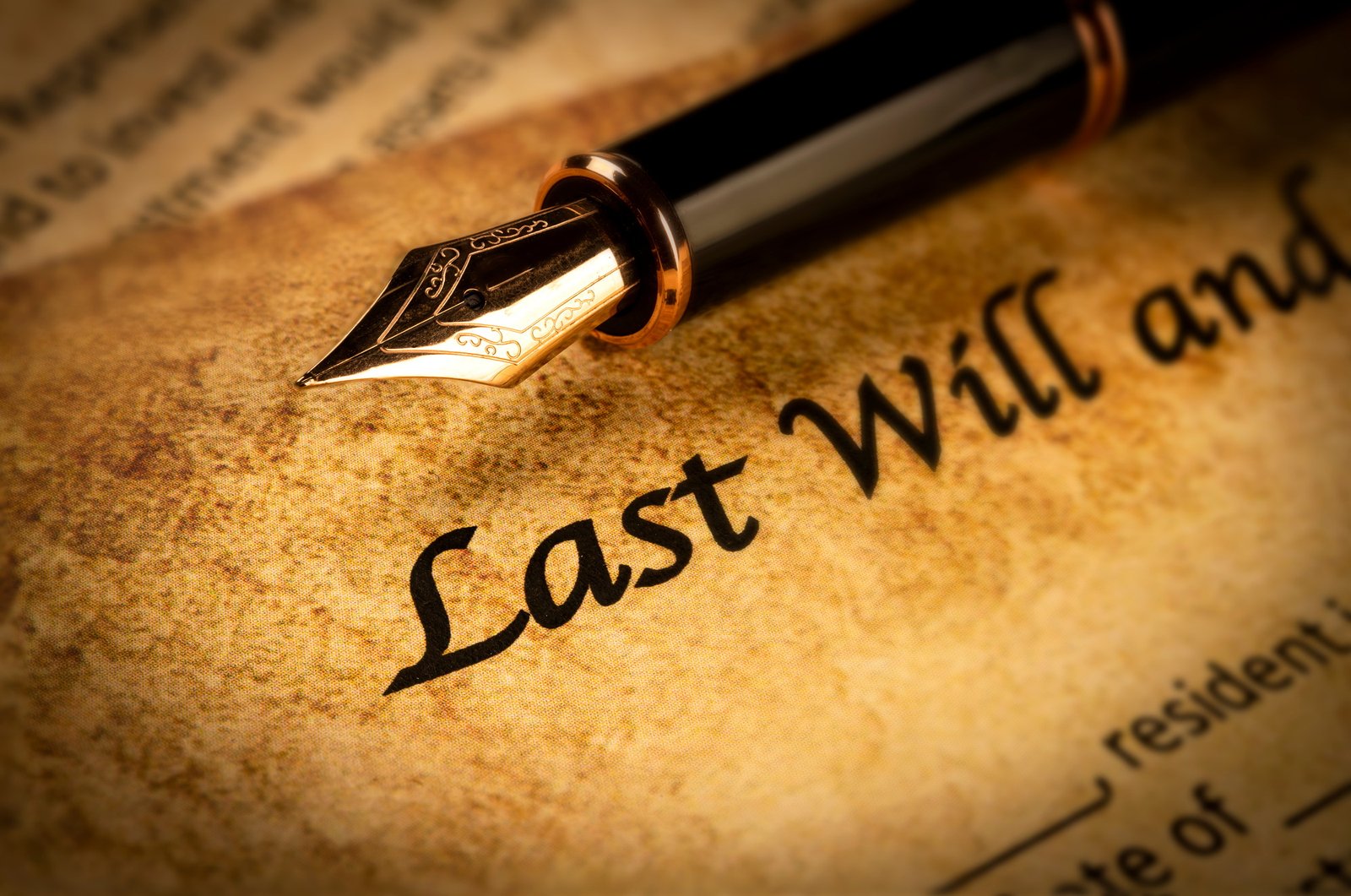 Printed will and testament on parchment paper