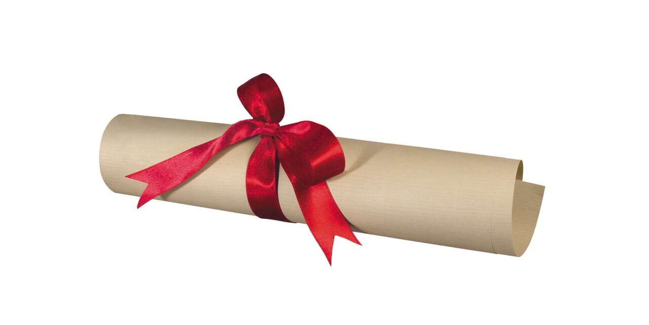 Elegant diploma or certificate with red ribbon